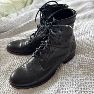Frye Cap Toe Lace Up Leather Boots